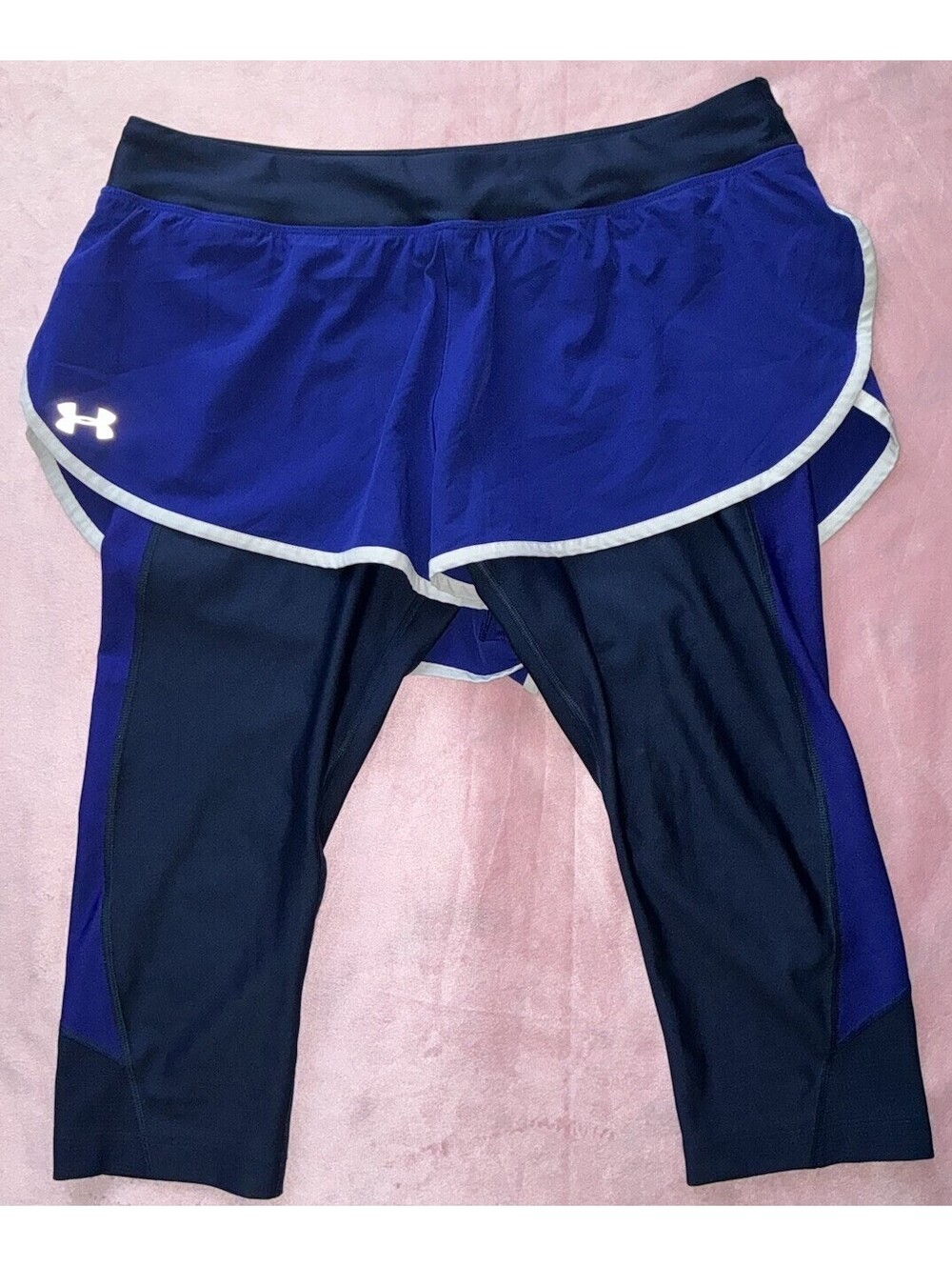 Under Armour Compression Heat gear Short Leggings Sz XL Blue On Blue READ